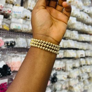 3 in 1 gold stainless steel beaded bracelet (big size)
