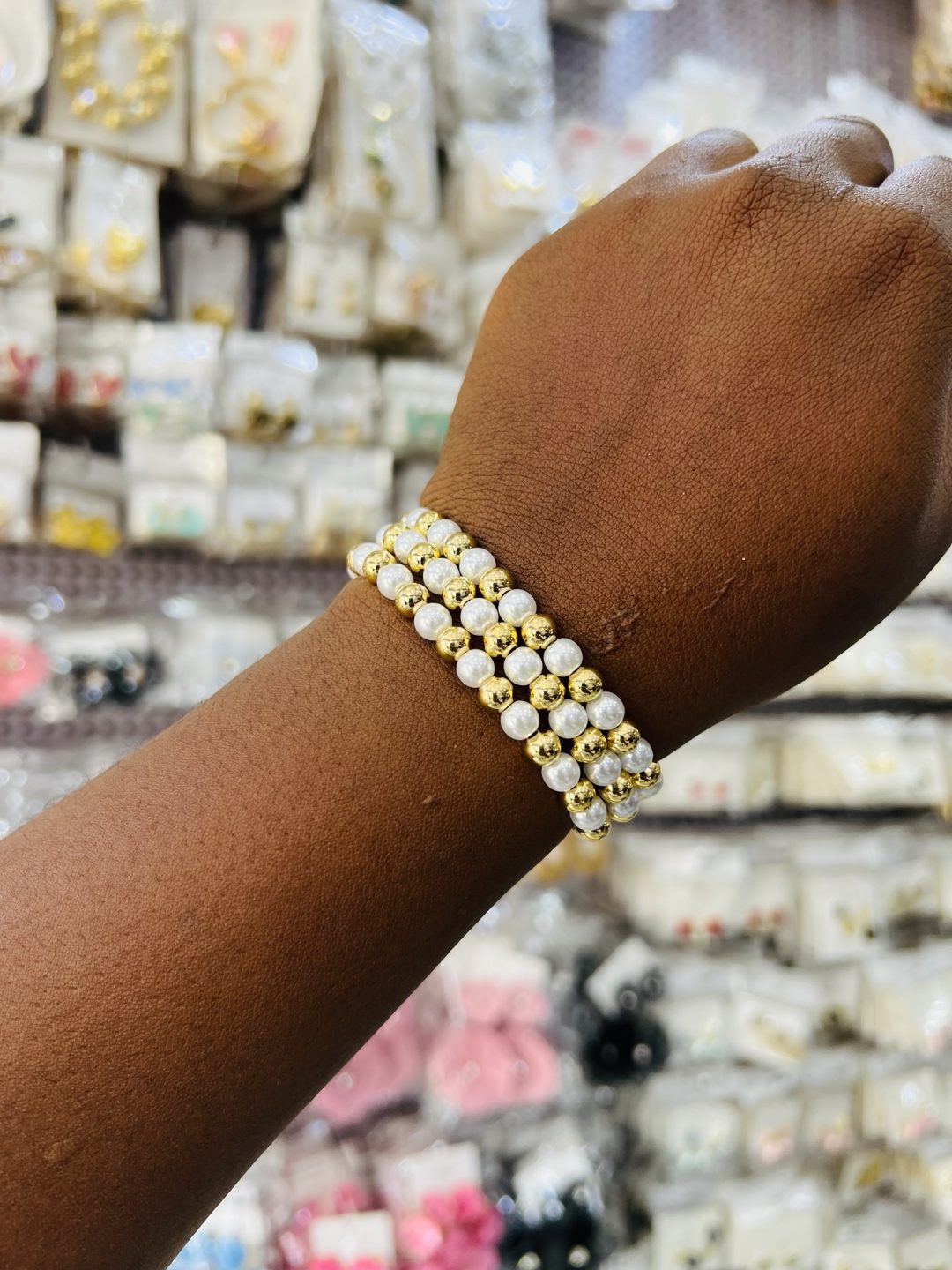 3 in 1 two toned stainless steel beaded bracelet - Image 2