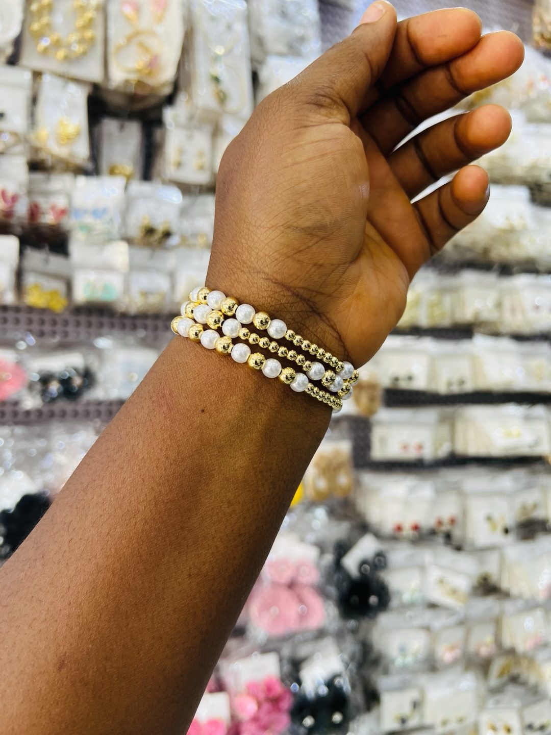 3 in 1 two toned stainless steel beaded bracelet - Image 3
