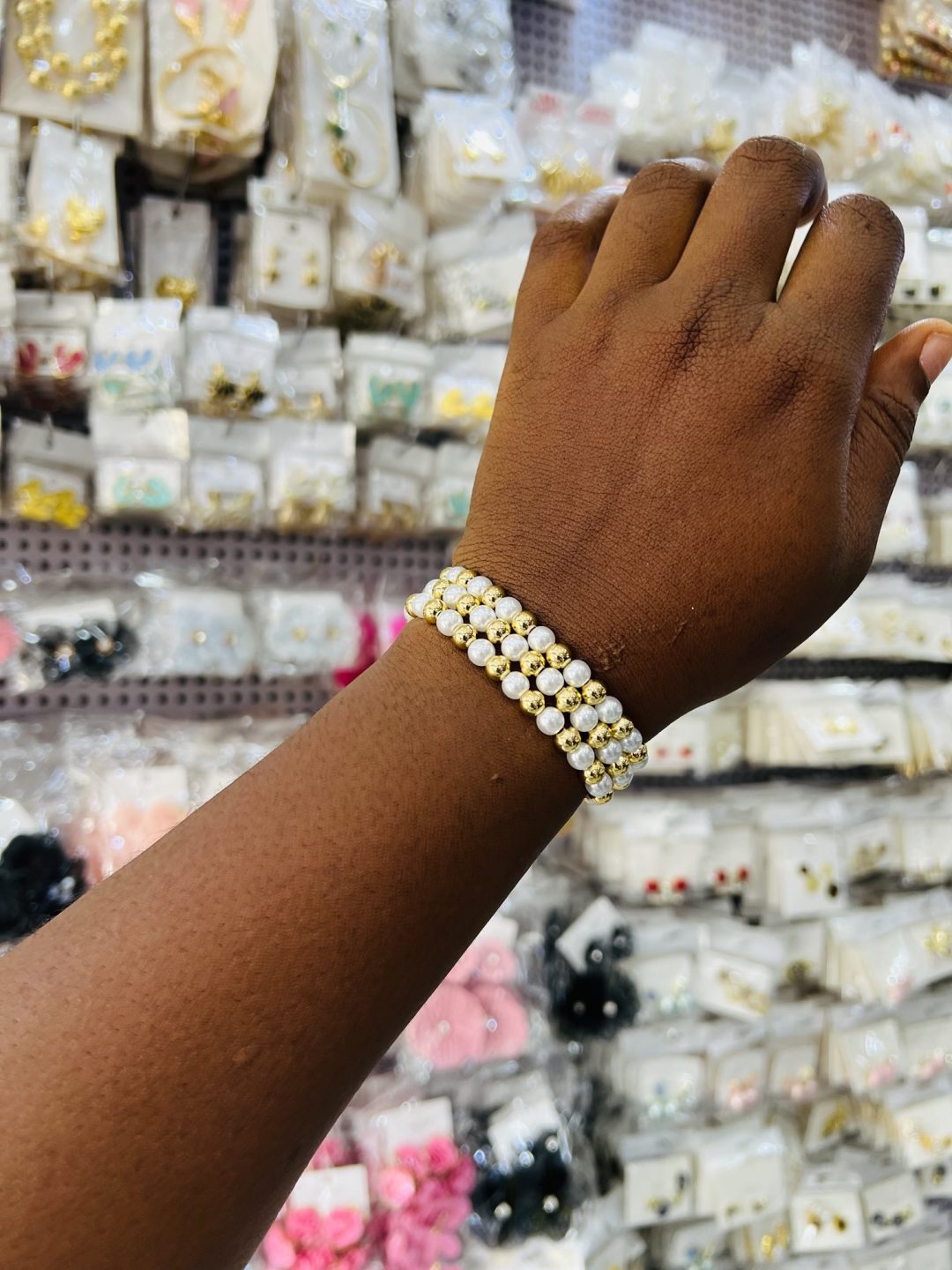 3 in 1 two toned stainless steel beaded bracelet - Image 4