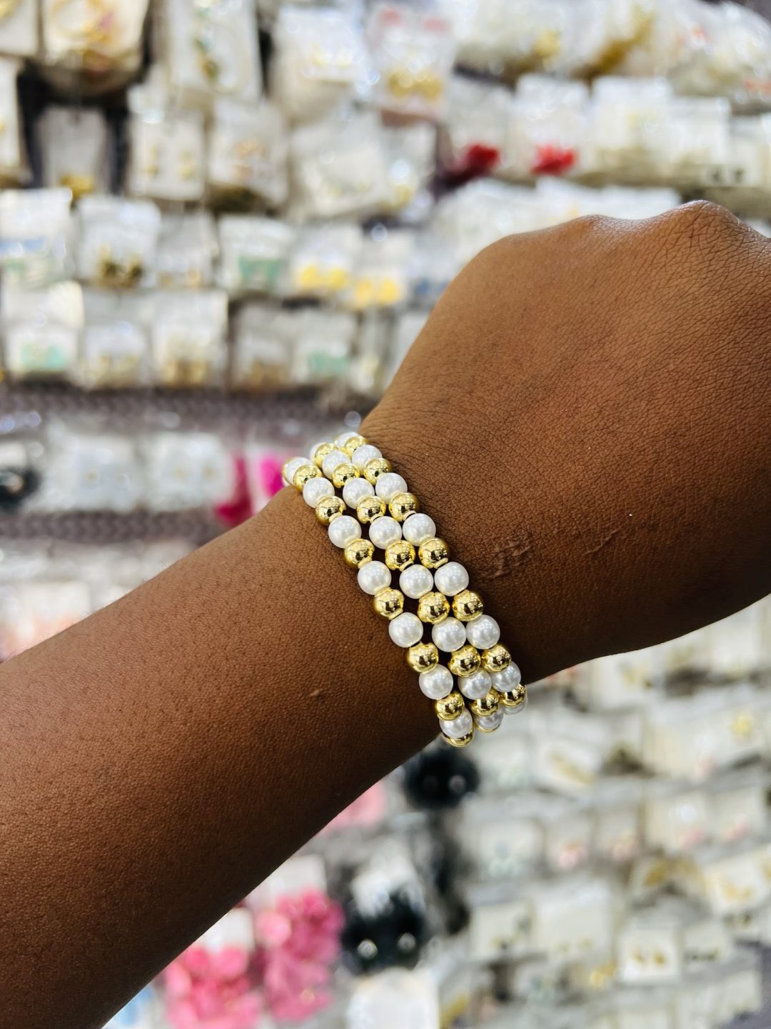 3 in 1 two toned stainless steel beaded bracelet - Image 5