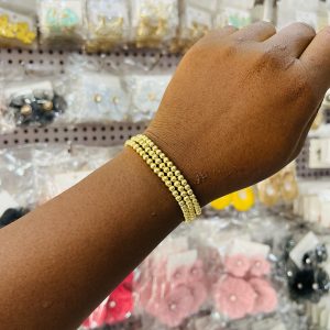 3 in 1 gold stainless steel beaded bracelet (Medium size)