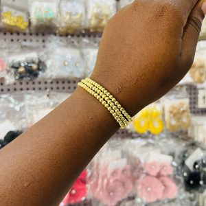 3 in 1 gold stainless steel beaded bracelet (Medium size)