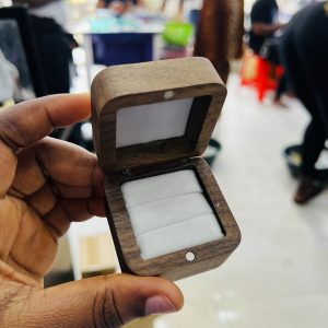 Engraved wooden ring box
