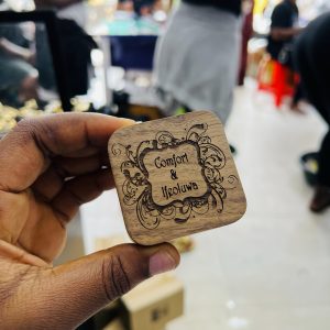 Engraved wooden ring box