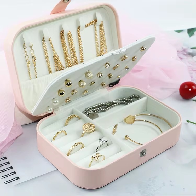 Pink flip jewelry organizer