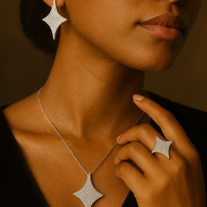 Silver sparkle full necklace set