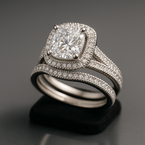 Square stones wedding ring size 8