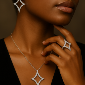 Silver sparkle necklace set