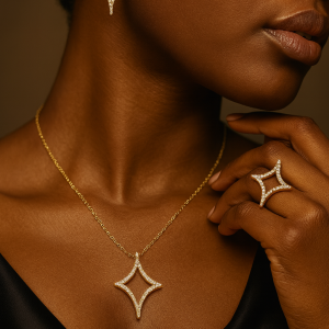 Gold sparkle necklace set