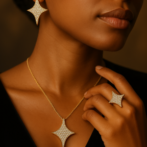 Gold sparkle full necklace set