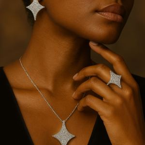 Silver sparkle full necklace set