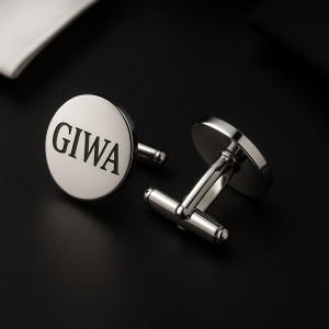 Silver circle engraved cufflinks