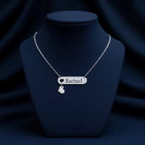 Engraved silver female love dropping necklace