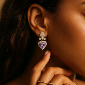 A pair of Xuping pink stone earrings