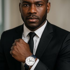 Knitted rebirth black strap watch