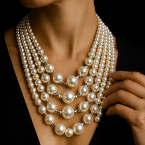 Vintage silver pearl layered necklace