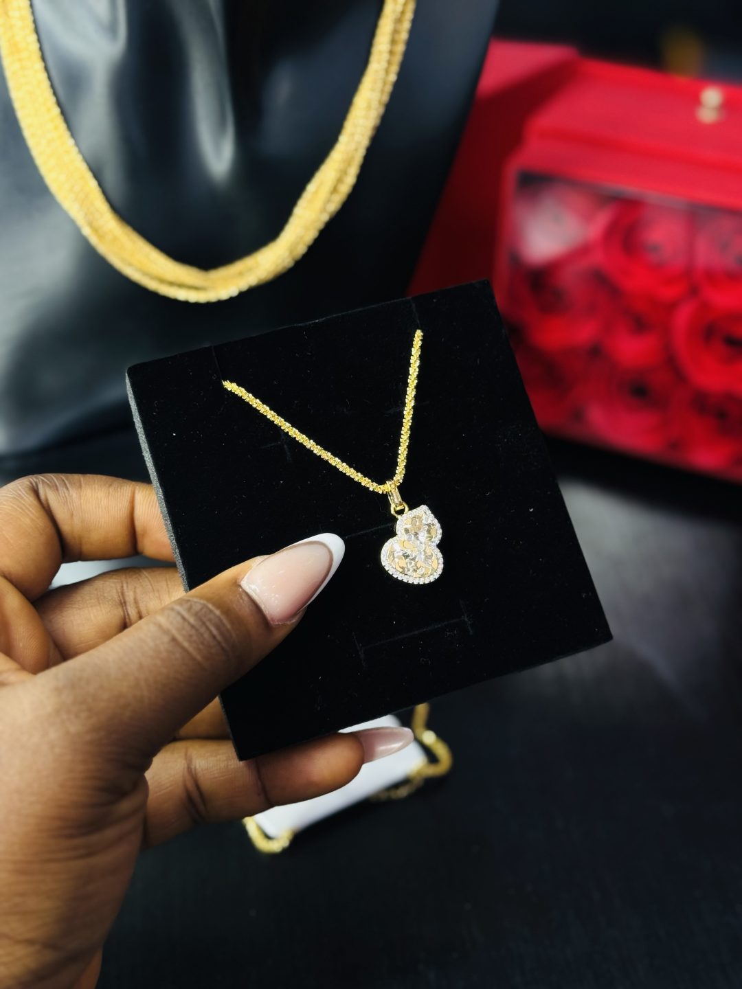 Non tarnish Golden peanut necklace