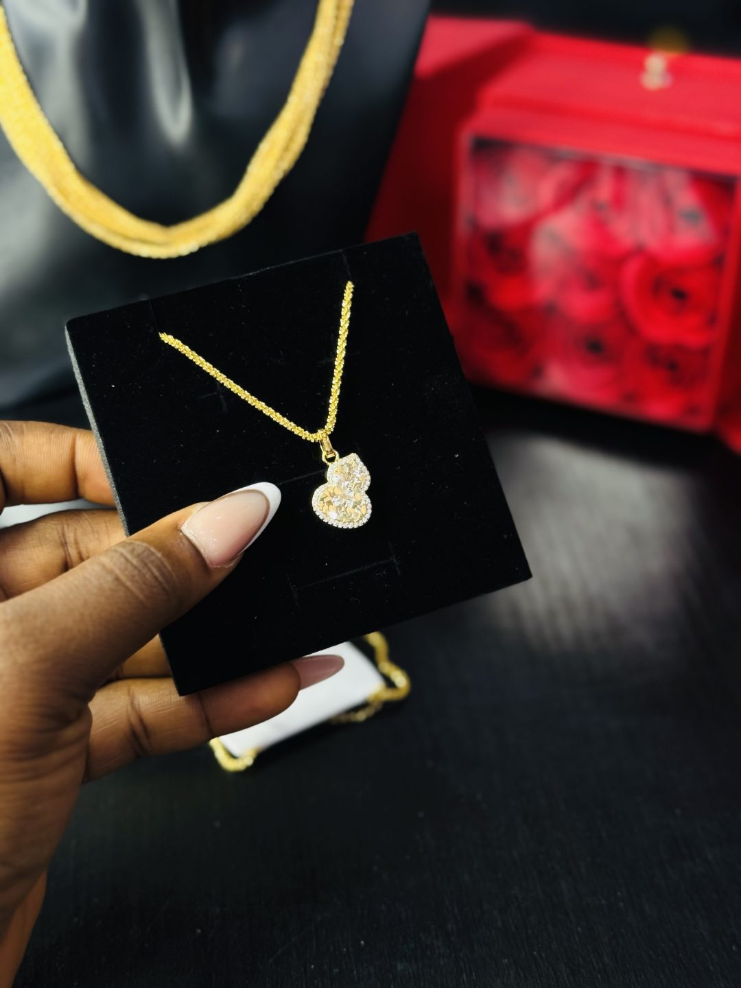 Non tarnish Golden peanut necklace - Image 2