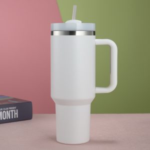 Engraved white tumbler