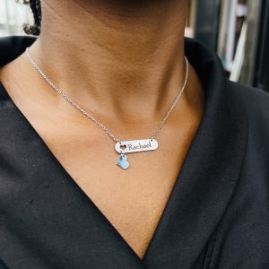 Engraved silver female love dropping necklace