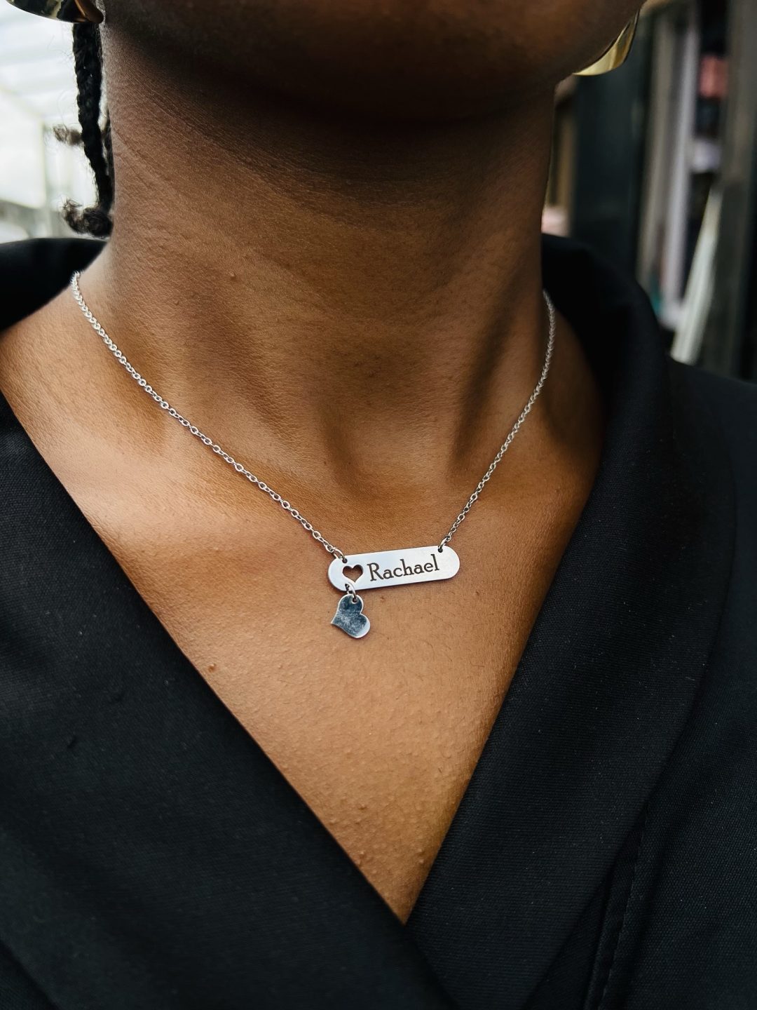 Engraved silver female love dropping necklace - Image 4