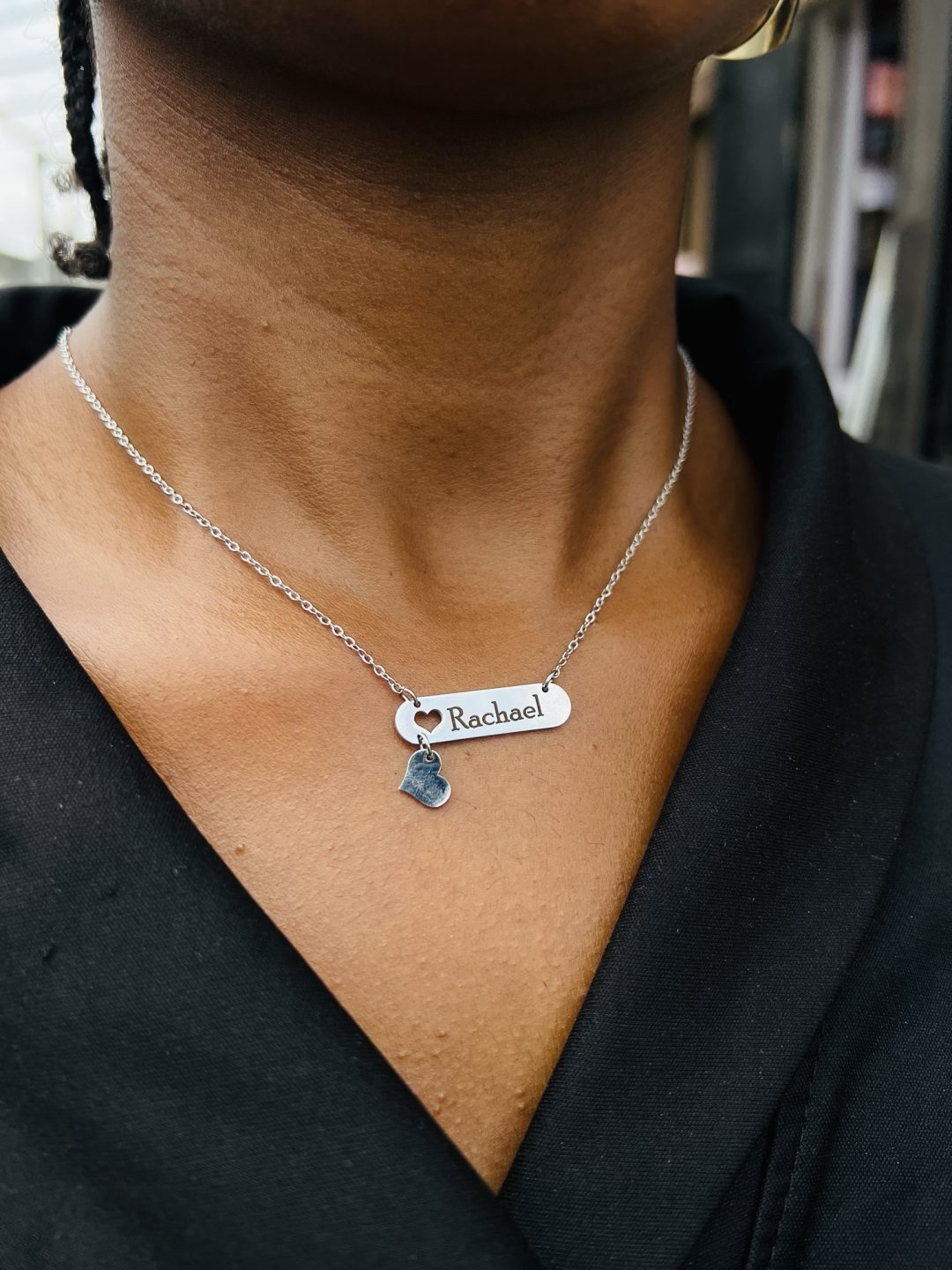 Engraved silver female love dropping necklace - Image 5