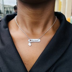 Engraved silver female love dropping necklace