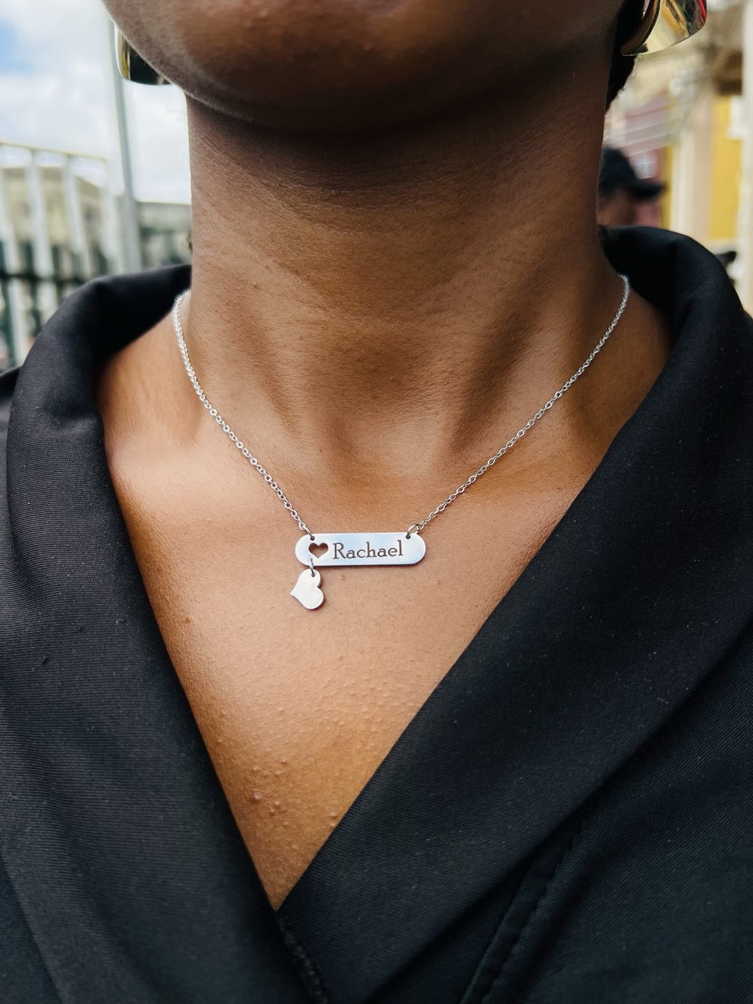 Engraved silver female love dropping necklace - Image 3
