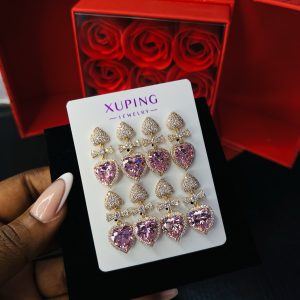 A pair of Xuping pink stone earrings