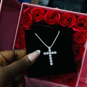 Tennis cross white necklace