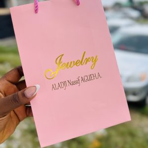 Engraved pink big size jewelry bag