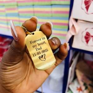 Big gold dog tag neck