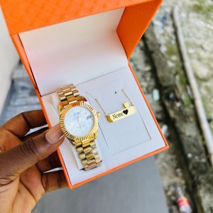 Engraved Rolex white face combo with exact box