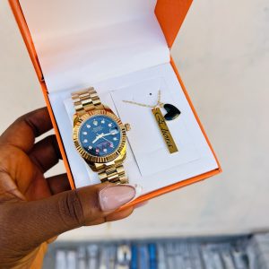 Engraved Rolex black face combo with exact box