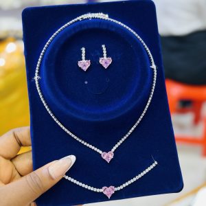 Complete tennis Cz pink set