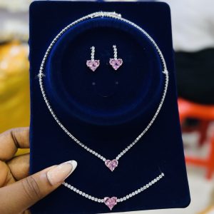 Complete tennis Cz pink set