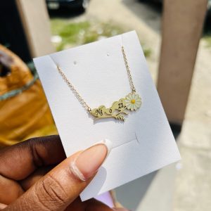 Engraved sunflower necklace