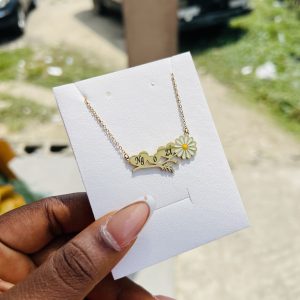 Engraved sunflower necklace