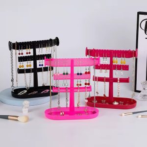 3 layered necklace & earring stand