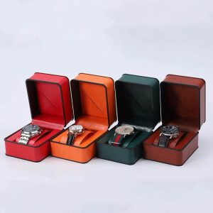Brown leather watch box
