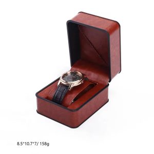 Brown leather watch box