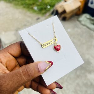 Engraved female red love necklace