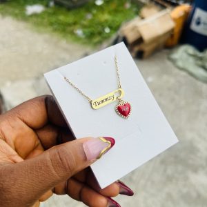 Engraved female red love necklace