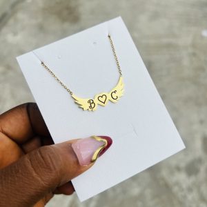 Engraved female Angel necklace with emoji