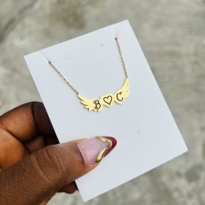 Engraved female Angel necklace with emoji