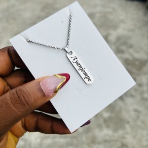 Engraved unisex silver necklace