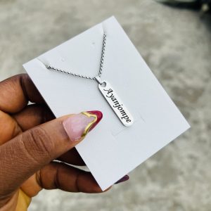 Engraved unisex silver necklace