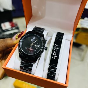 Engraved black Rolex plain face combo no box