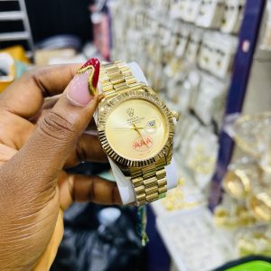 Engraved Gold Rolex plain face